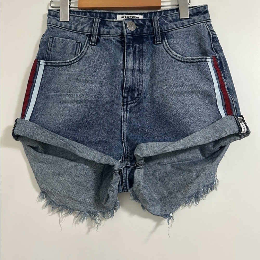 OneTeaspoon High Waist Bandits Denim Shorts Size 27 Distressed Cuffed Jean